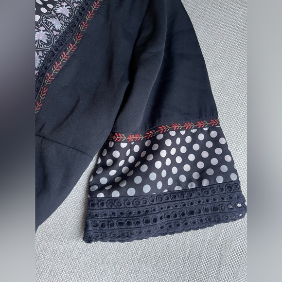 DRA Los Angeles Nash Patterned Lined Maxi Peasant Dress In Black Size XS - Picture 15 of 15